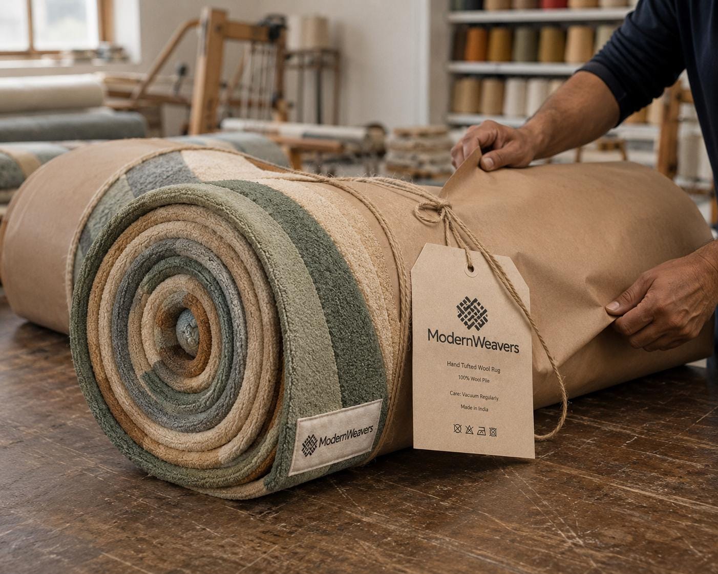 Retro Boho Concentric Ring Rug | Plush Hand-Tufted Modernist Floor Covering | Custom Size Area Rug for Living Room, Bedroom & office rug.