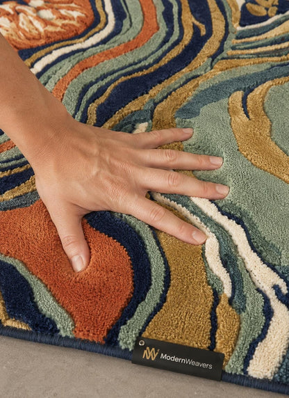 Hand-Tufted Geode Agate Area Rug | Abstract Topographical Art Carpet