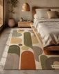Mid-Century Modern Geometric Area Rug | Hand-Tufted Abstract Arch Design, Earth Tones Carpet