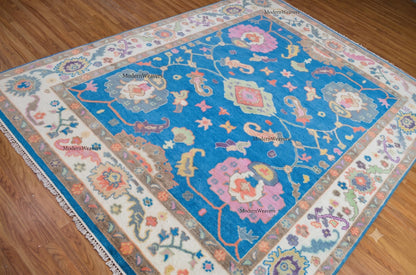 Hand-Knotted Wool Carpet, 8x10 Blue Medallion Oriental Rug