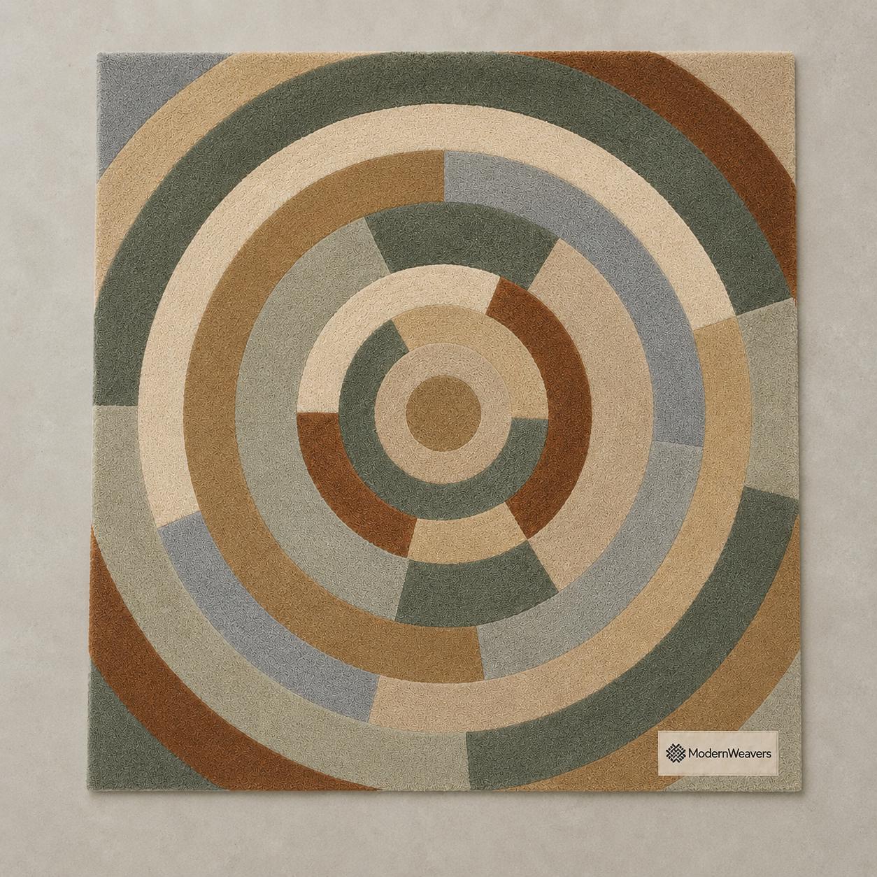 Retro Boho Concentric Ring Rug | Plush Hand-Tufted Modernist Floor Covering | Custom Size Area Rug for Living Room, Bedroom & office rug.