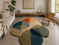 Botanical Leaf Cluster Hand Tufted Rug | Earth Tone Boho Area Rug | Teal & Rust Irregular Shaped Carpet | 3D Textured Nature Room Decor