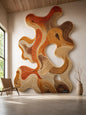Abstract Swirl Hand Tufted Rug | Organic Wavy Textural Carpet | Modern Burnt Orange & Neutral Area Rug | Sculptural Biophilic Floor Art