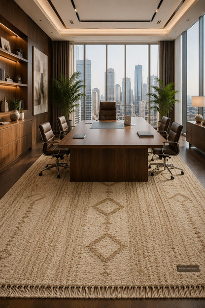 Hand-Knotted Moroccan Rug | Camel Diamond Berber Area Carpet
