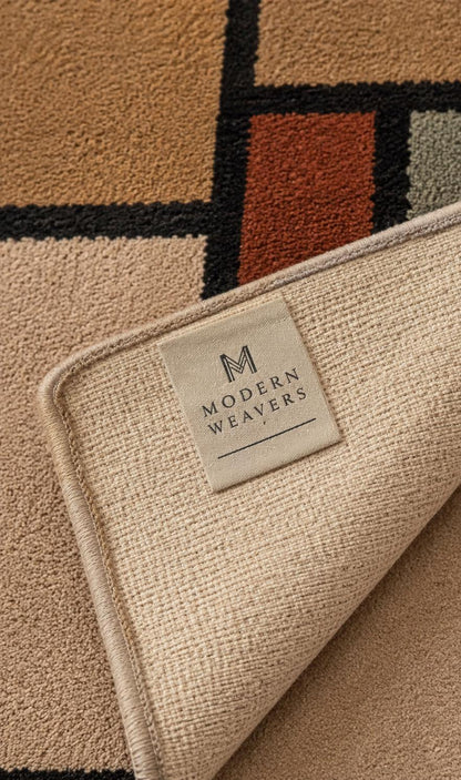 Hand-Tufted Geometric Area Rug | Mid-Century Modern Abstract Block Design | Earthy Contemporary Handcrafted Carpet by ModernWeavers