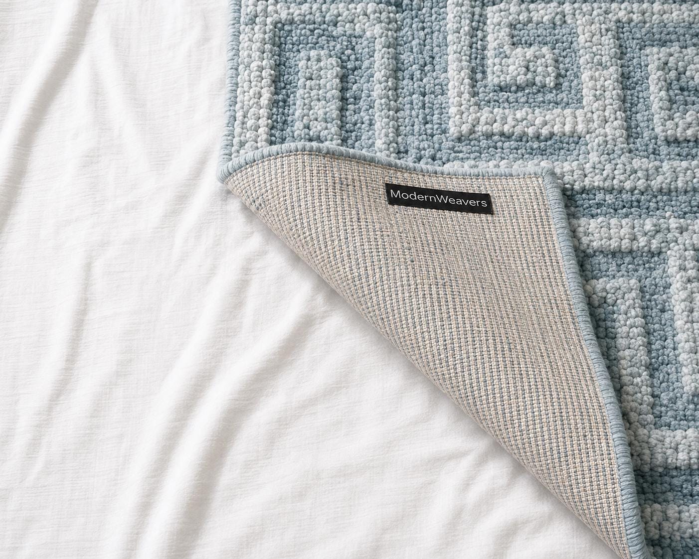 Cozy Pastel Blue Textured Hand-Tufted Rug | Minimalist Geometric Study Room Area Rug