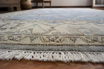 8x10 Hand-Knotted Wool Rug | Light Blue & Ivory Transitional Area Rug | ModernWeavers Artisan Carpet for Living Room or Bedroom