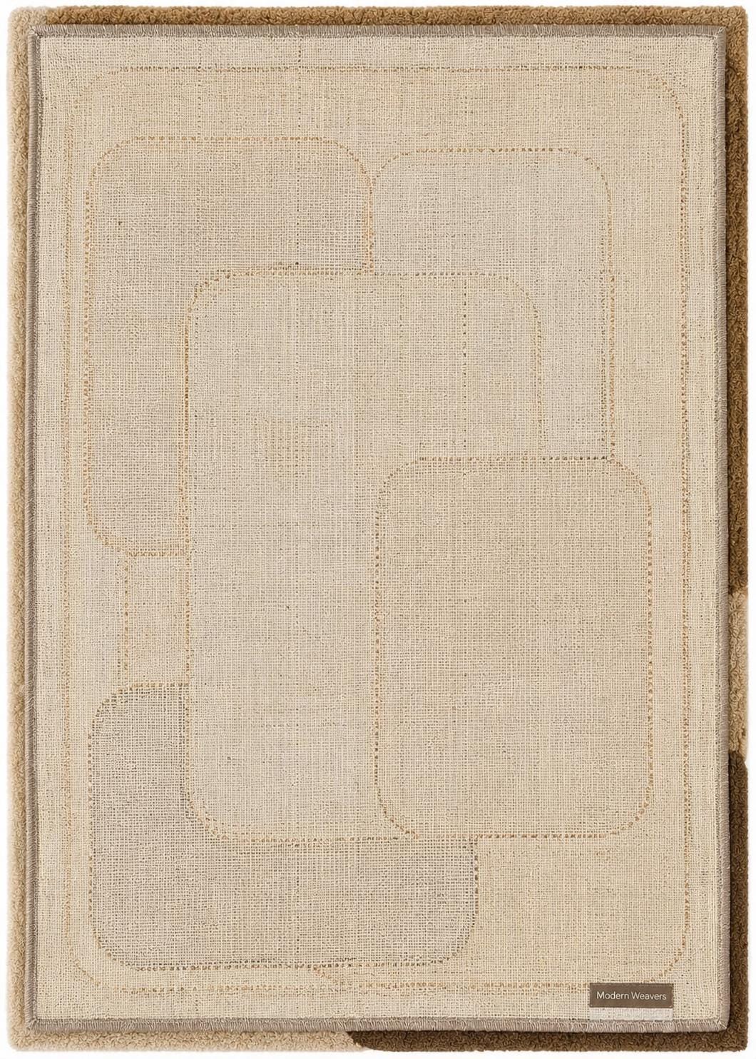 Mid Century Modern Area Rug | Geometric Hand Tufted Rug | Abstract Earth Tone Carpet | Brown and Beige Color Block Retro Room Decor
