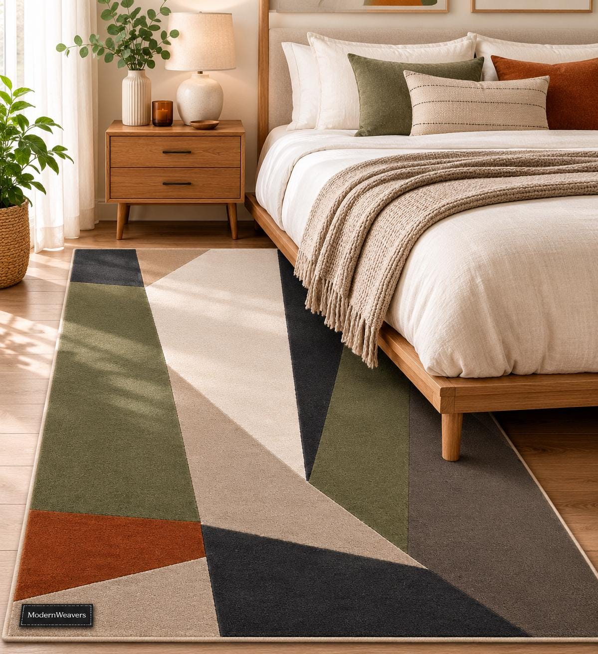 Modern Abstract Geometric Rug | Hand-Tufted Statement Area Carpet | Contemporary Architectural Art Rug for Living & Bed Room or Office.