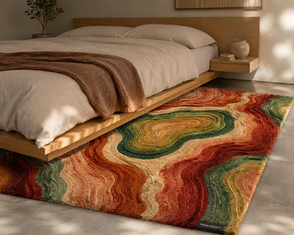 3D Topographical Agate Geode Rug | Hand-Tufted Wool Accent Carpet