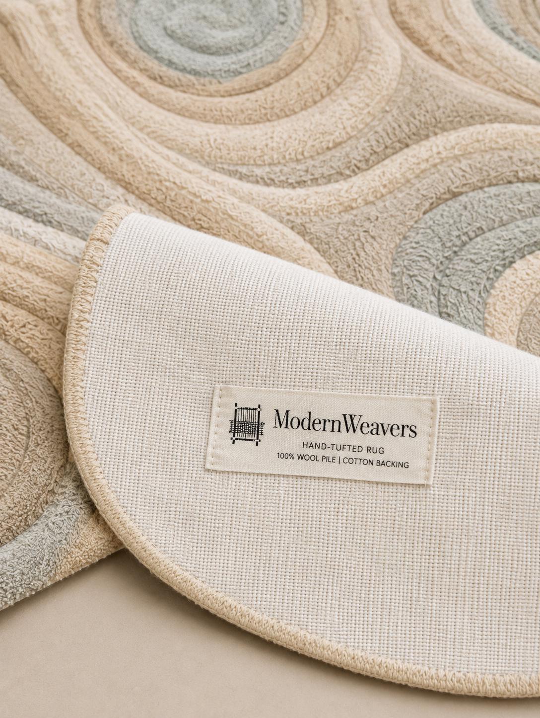 Organic Shape Hand Tufted Rug | Zen Ripples Topographic Design | Neutral Minimalist Carved Carpet | Soft Earth Tone Abstract Area Rug