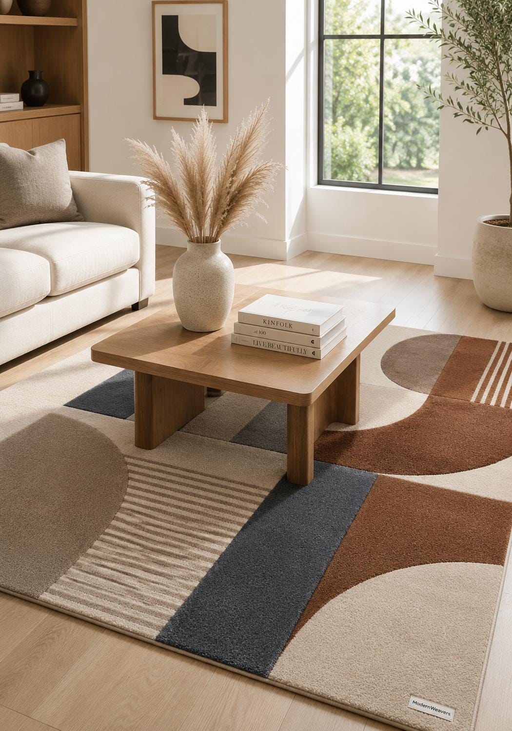 Hand-Tufted Wool Arch Stripe Rug | Bauhaus Mid-Century Modern Abstract Carpet