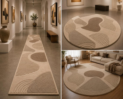 Luxury Modern Abstract Hand-Tufted Wool Rug | Neutral Beige & Taupe Area Rug for Living Room