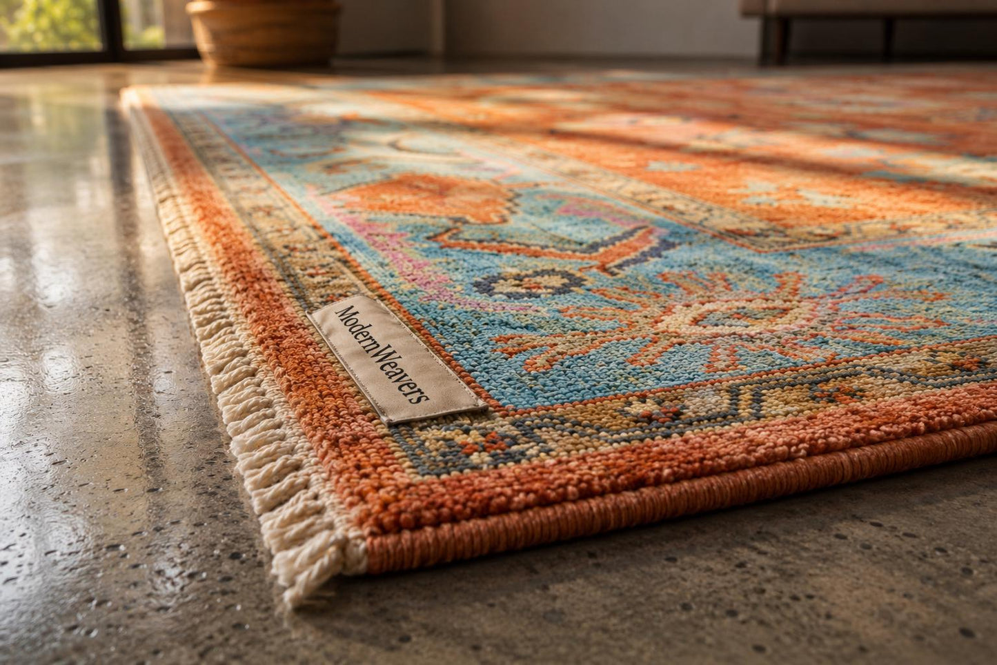 Hand Knotted Wool Rug | Pastel Oushak Rug | Handmade Turkish Style Area Rug | Peach Blue Vintage Inspired Carpet | Living Room Bedroom Room
