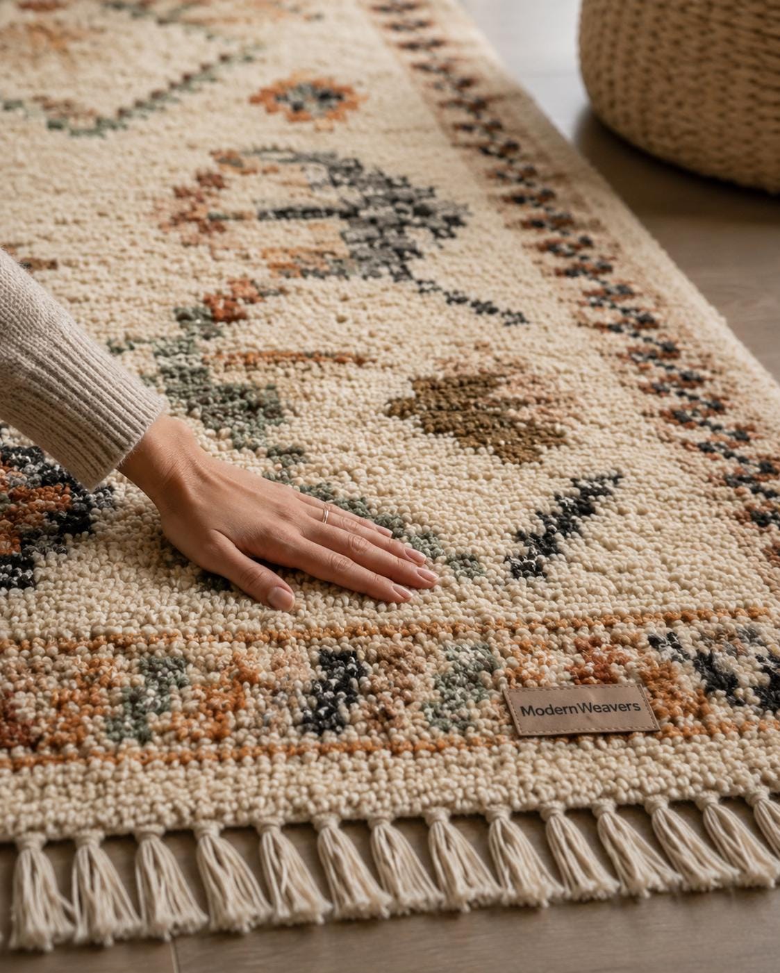 Hand-Knotted Moroccan Rug | Geometric Tribal Berber Shag Area Rug