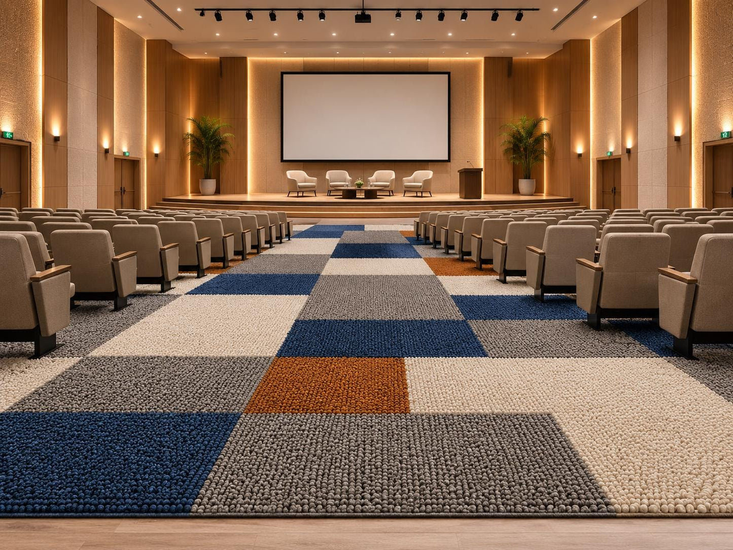 Modern Geometric Loop-Tufted Area Rug | Navy Blue, Mustard & Charcoal Textured Rug