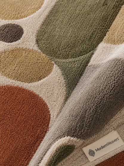 Mid-Century Modern Geometric Area Rug | Hand-Tufted Abstract Arch Design, Earth Tones Carpet