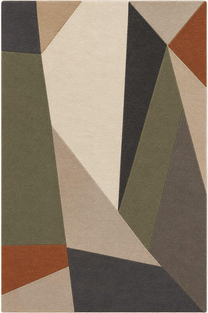 Modern Abstract Geometric Rug | Hand-Tufted Statement Area Carpet | Contemporary Architectural Art Rug for Living & Bed Room or Office.