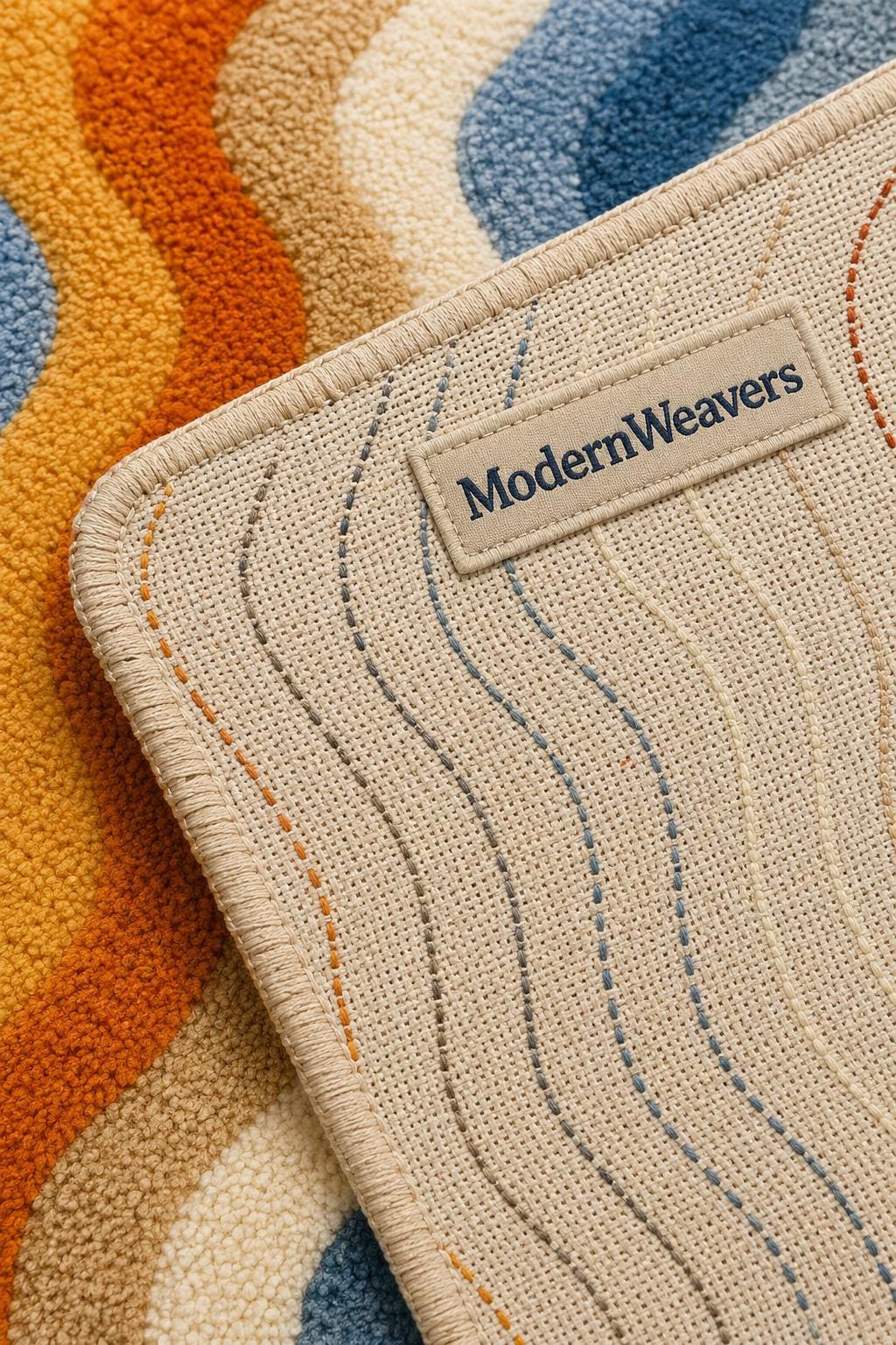 MidCentury Modern Retro Wavy Rug | Hand-Tufted Abstract Area Carpet | Contemporary Fluid Groovy Design Rug for Living Room, Bedroom & Studio