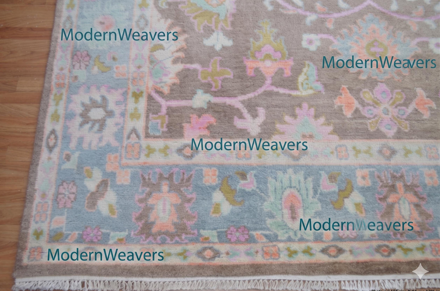 Handmade Transitional Oushak Rug | Earthy Brown with Pastel Palmettes | Luxury Hand-Knotted Wool Carpet