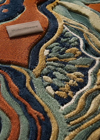 Hand-Tufted Geode Agate Area Rug | Abstract Topographical Art Carpet