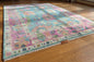 Hand Knotted Oushak Rug | Light Blue & Vibrant Pink Floral Area Rug | Wool Turkish Design Carpet | Pastel Boho Rug for Living Room