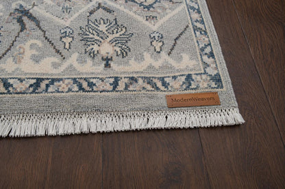 Hand-Knotted Luxury Area Rug - Traditional Floral Motif - 8x10 Large Living Room Carpet - Soft Grey & Cream Palette - Artisan Crafted Rug