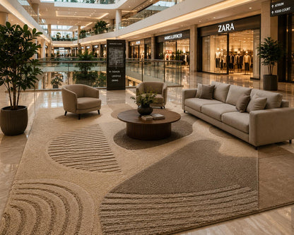 Luxury Modern Abstract Hand-Tufted Wool Rug | Neutral Beige & Taupe Area Rug for Living Room