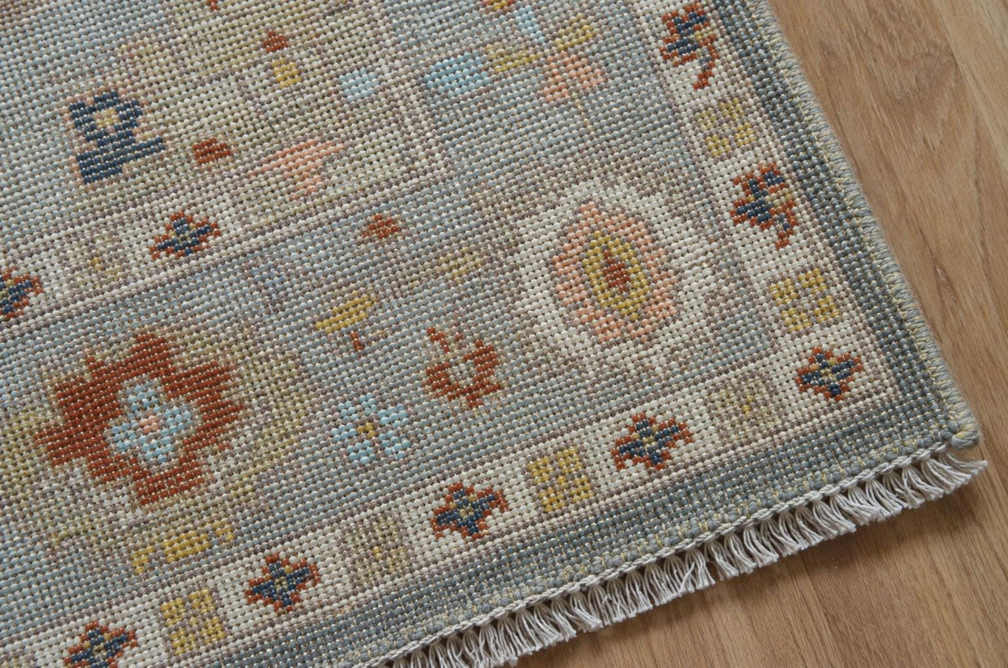 8x10 Hand Knotted Oushak Rug | ModernWeavers Tribal Blue Area Rug | Artisan Wool Carpet for Living Room | Boho Geometric Decor