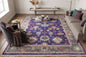 Hand-Knotted Wool Oushak Rug – Royal Purple Floral Traditional Carpet 9x12