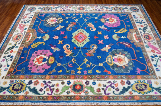 Hand-Knotted Wool Carpet, 8x10 Blue Medallion Oriental Rug