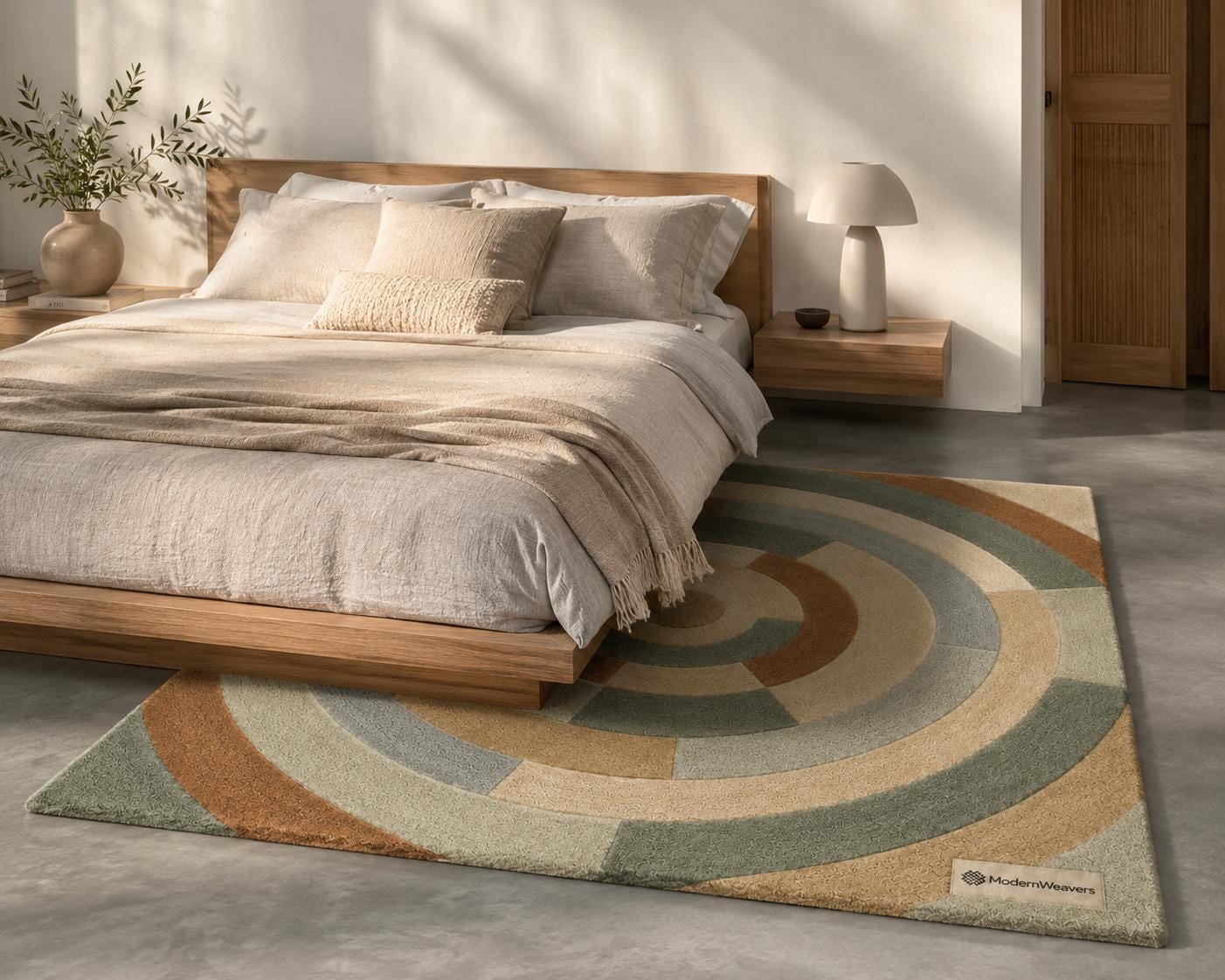 Retro Boho Concentric Ring Rug | Plush Hand-Tufted Modernist Floor Covering | Custom Size Area Rug for Living Room, Bedroom & office rug.