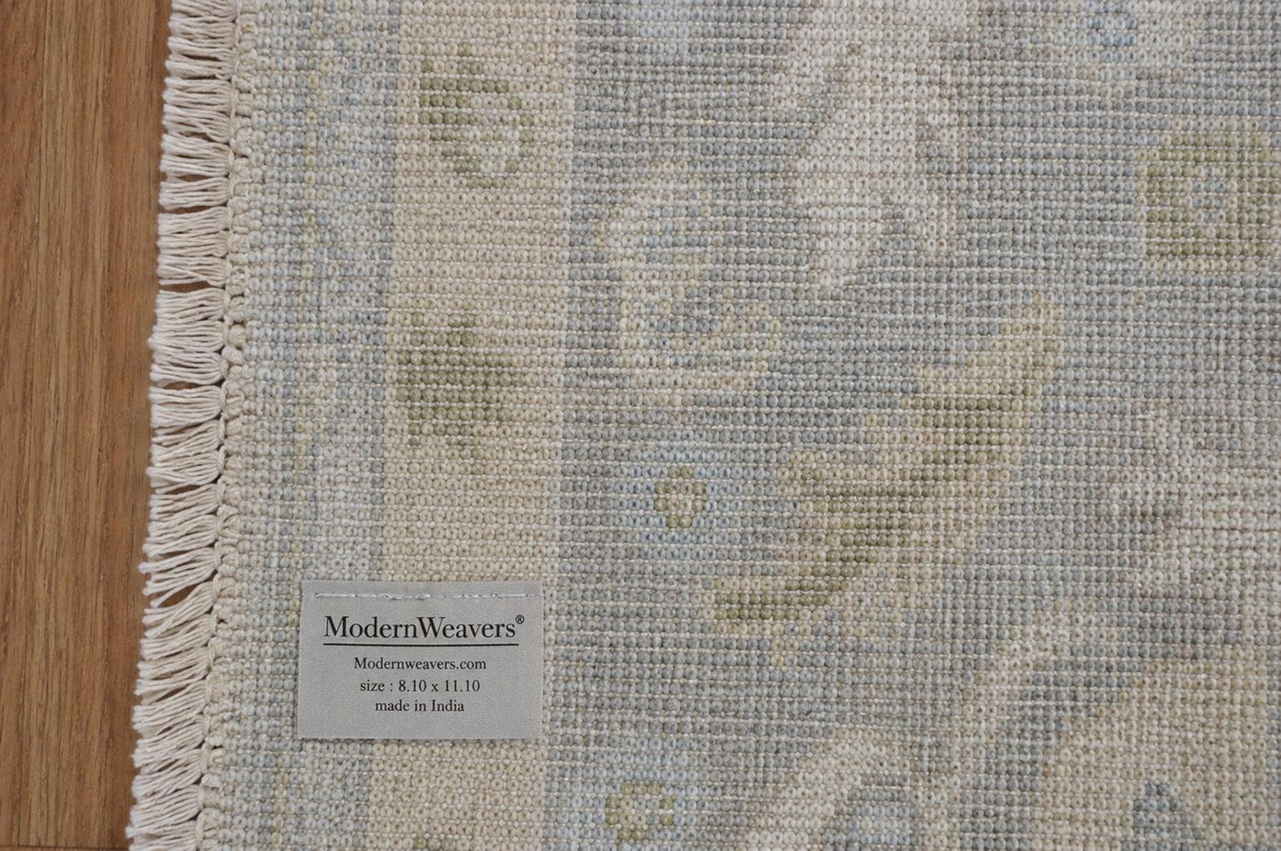 Hand-Knotted Wool Rug | Ivory, Sage Green, Light Blue Floral Oushak Style Area Rug