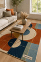 Abstract Geometric Hand-Tufted Wool Rug | Mid-Century Modern Living Room Decor