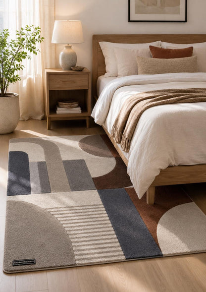 Hand-Tufted Wool Arch Stripe Rug | Bauhaus Mid-Century Modern Abstract Carpet