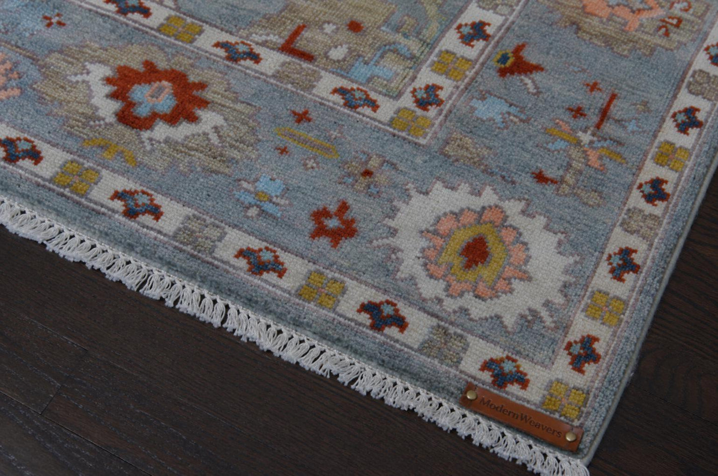 8x10 Hand Knotted Oushak Rug | ModernWeavers Tribal Blue Area Rug | Artisan Wool Carpet for Living Room | Boho Geometric Decor