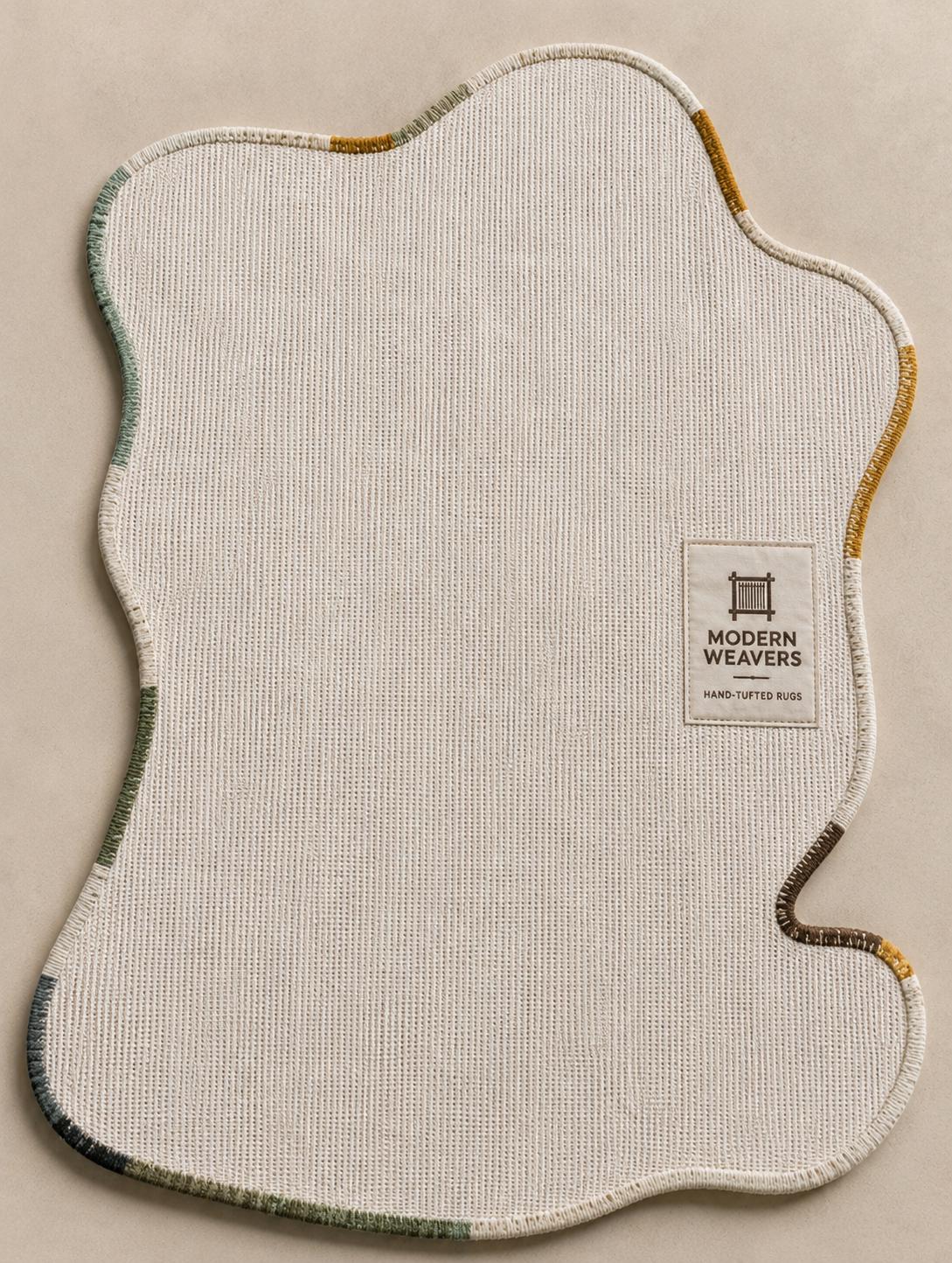 Organic Shape Hand Tufted Rug | Textured Geometric Arch Design | Earth Tone Ribbed Carpet | Mid-Century Modern Abstract Boho Area Rug