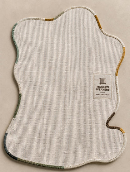 Organic Shape Hand Tufted Rug | Textured Geometric Arch Design | Earth Tone Ribbed Carpet | Mid-Century Modern Abstract Boho Area Rug