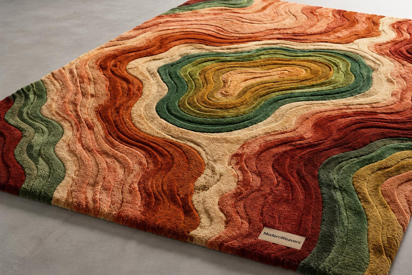 3D Topographical Agate Geode Rug | Hand-Tufted Wool Accent Carpet