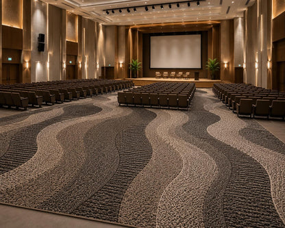 Modern Wavy Abstract Hand-Tufted Wool Rug | Dark Charcoal & Taupe Luxury Area Rug