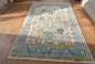 Hand-Knotted Oushak Rug | Pastel Floral Wool Area Rug | Cream, Light Blue, and Pink Transitional Rug | Large Living Room Rug