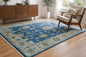 Hand-Knotted Oushak Wool Rug | Traditional Geometric Floral Medallion Carpet