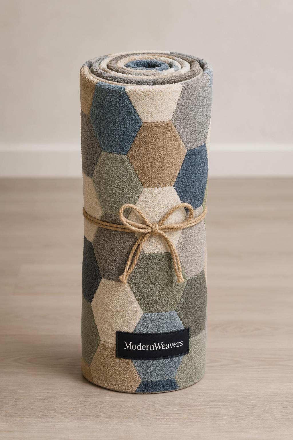 Modern Geometric Hexagon Area Rug | Hand-Tufted Honeycomb Pattern Carpet | Contemporary Multi-Toned Rug for Living Room, Bedroom & Office