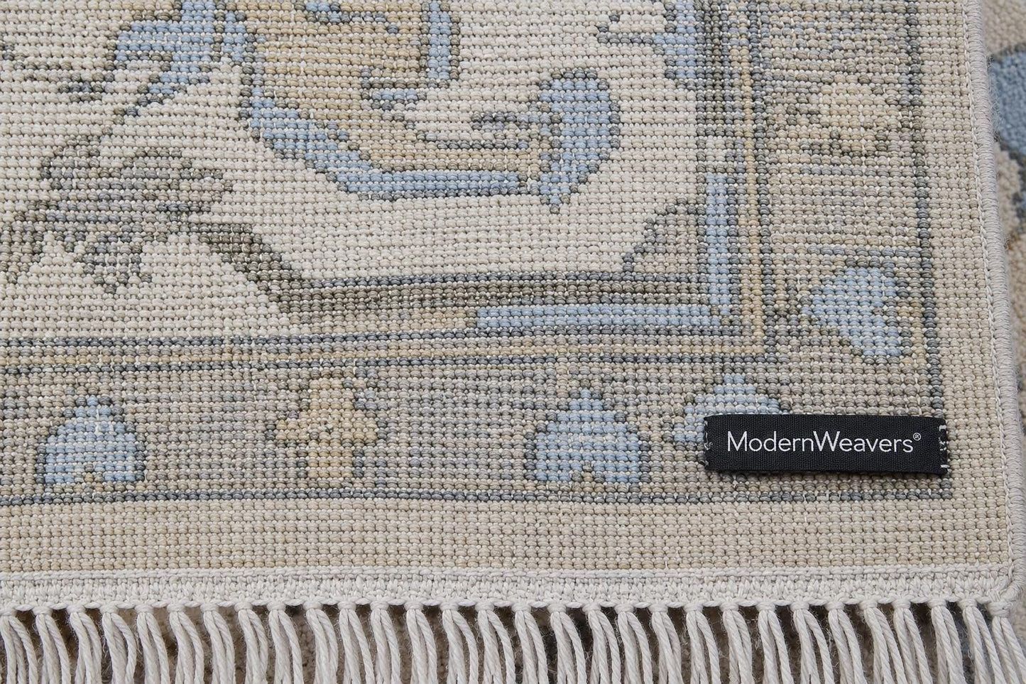 Elegant 9x12 Traditional Area Rug | Artisan Hand-Knotted Floor Covering | Neutral Palette with Blue Accents