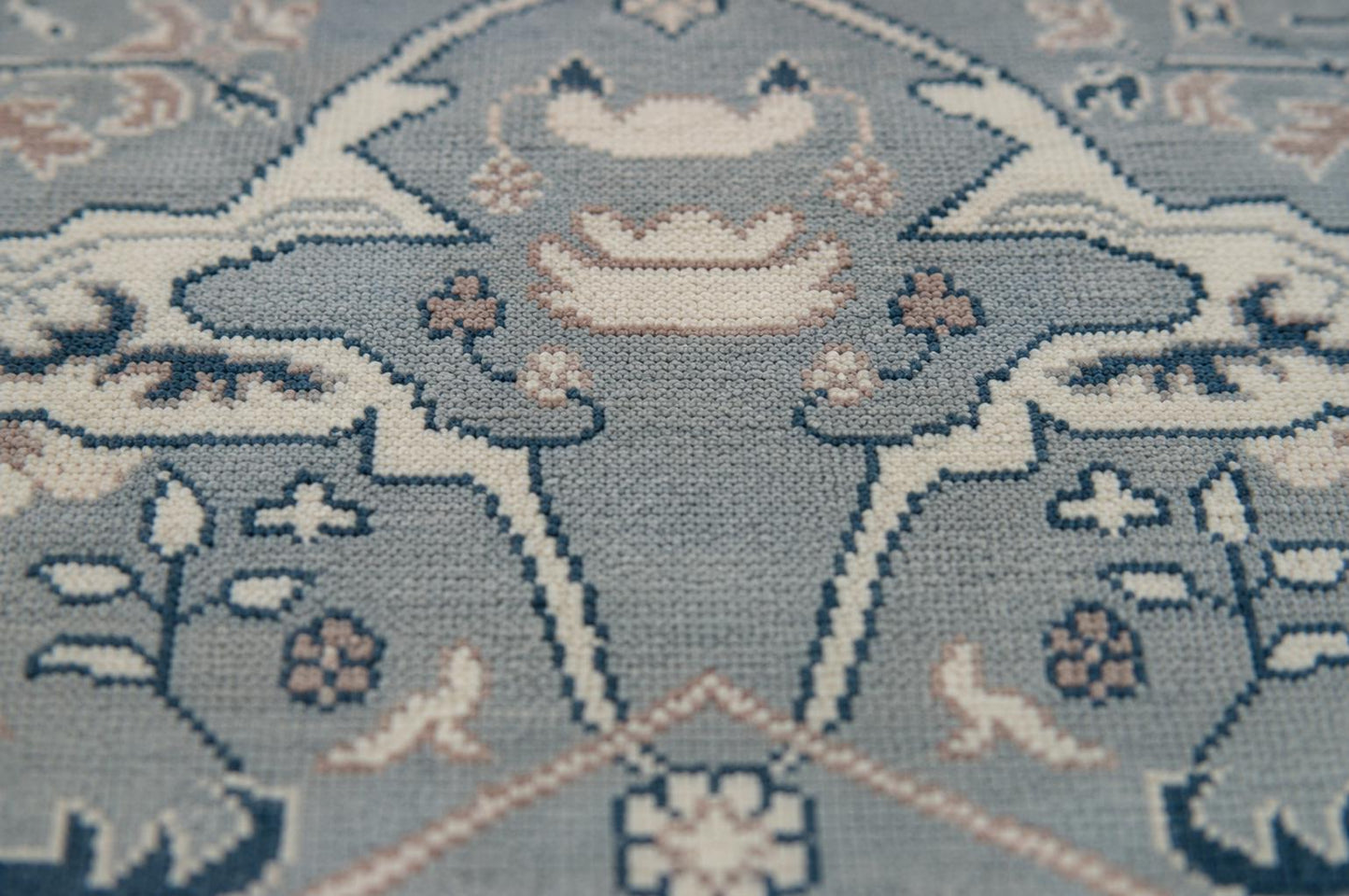 Hand-Knotted Luxury Area Rug - Traditional Floral Motif - 8x10 Large Living Room Carpet - Soft Grey & Cream Palette - Artisan Crafted Rug