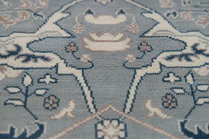 Hand-Knotted Luxury Area Rug - Traditional Floral Motif - 8x10 Large Living Room Carpet - Soft Grey & Cream Palette - Artisan Crafted Rug