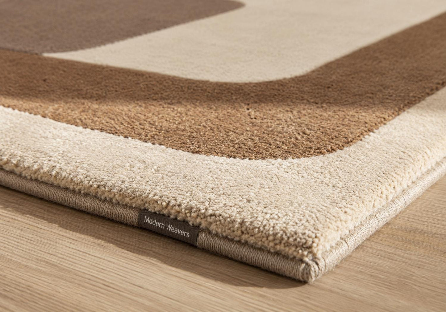 Mid Century Modern Area Rug | Geometric Hand Tufted Rug | Abstract Earth Tone Carpet | Brown and Beige Color Block Retro Room Decor