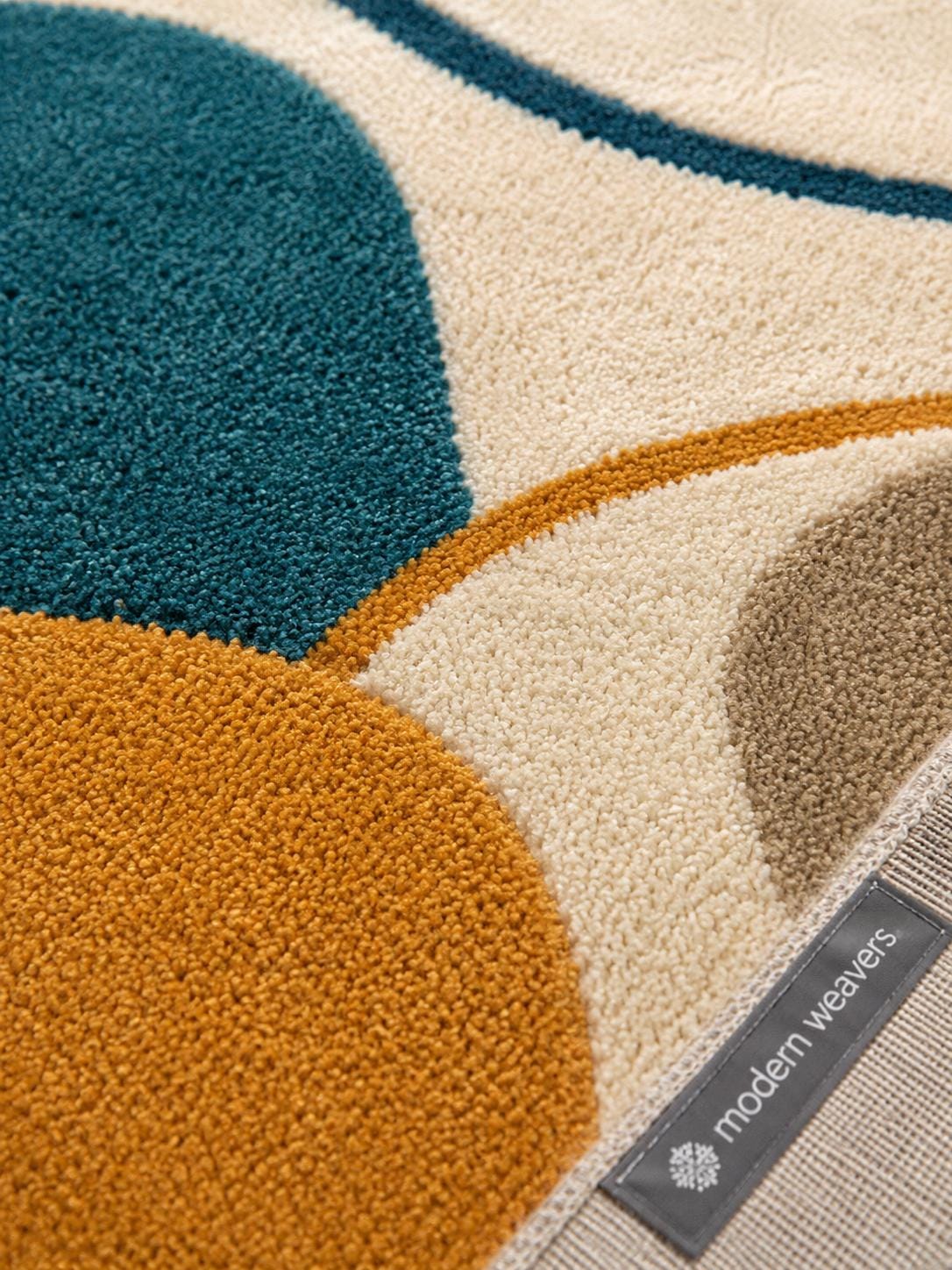 Mid-Century Modern Abstract Area Rug | Hand Tufted Geometric Carpet with Organic Shapes | Retro Contemporary Room Decor