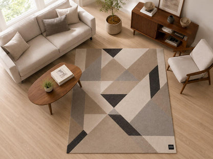 Hand-Tufted Geometric Area Rug | Neutral Modern Abstract Triangle Design | Minimalist Contemporary Handcrafted Carpet by ModernWeavers