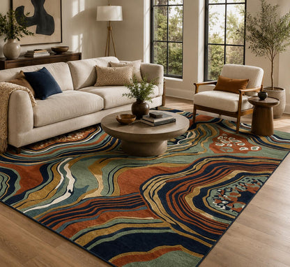 Hand-Tufted Geode Agate Area Rug | Abstract Topographical Art Carpet